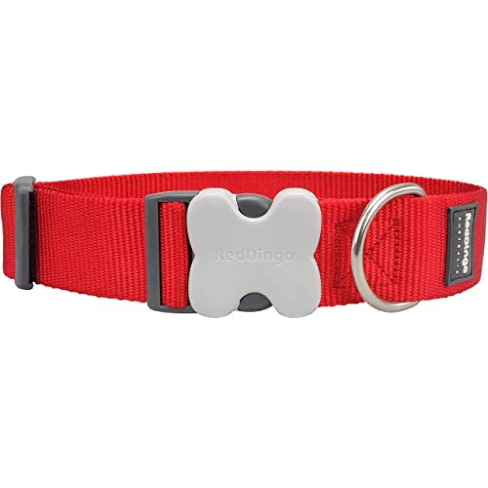 Red Dingo - Collar liso extra ancho 37 - 55 cm en color rojo