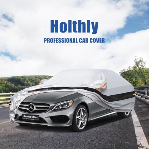 Image of 10 Layers Car Cover Custom Fit for Mercedes Benz C Class C250 C300 C43 C63 (1993-2026), Waterproof All Weather for Automobiles, Outdoor Full Cover Sun Dust Rain Protection with Cotton. Silver