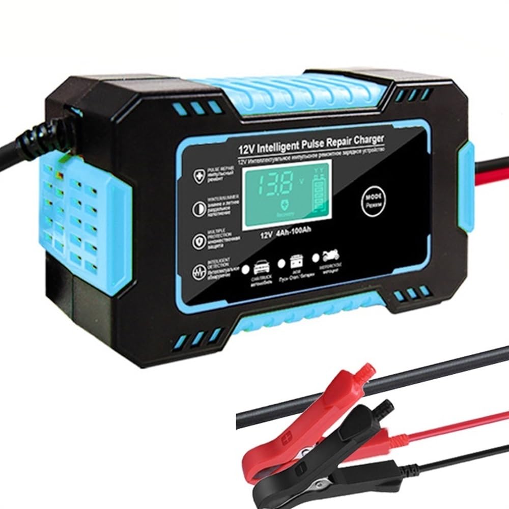 Cargador Baterias Coche Cargador de batería de coche de 12V 6A, protección múltiple, reparación de pulso inteligente automática completa, cargadores de batería con pantalla Cargador BateríA Coche