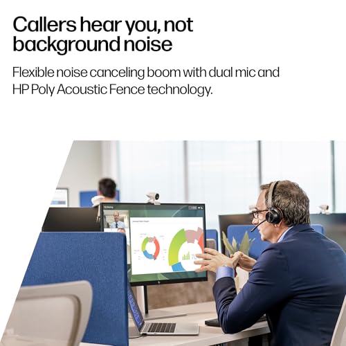 Image of Poly Voyager 4320 UC Wireless Headset & Charge Stand (Plantronics) - Stereo Headphones w /Noise-Canceling Boom Mic - Connect PC /Mac /Mobile via Bluetooth (Renewed)