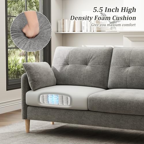 Image of Hanherry Loveseat Sofa, 62.6 inch Small Couch for Living Room, Comfy Chenille Fabric Love Seat for Bedroom with Throw Pillow,Removable Cushion Cover,Couches for Small Space,Apartment,Dorm