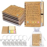 Dankeschön Geschenkset – A6 Notizbuch, Kugelschreiber, Schlüsselanhänger, Geschenktüte – Abschiedsgeschenk Für Lehrer, Kollegen & Freunde