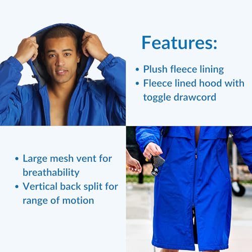 Image of Sporti Unisex Swim Parka with Comfort Plush Fleece Lining, Multi Pocket Zipper - Water Resistant Swim Coats for Women & Men