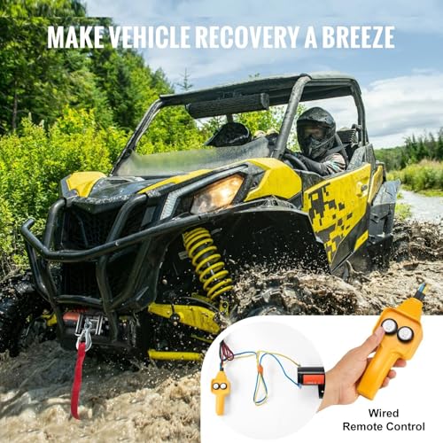 Winch eléctrico para vehículo 2000 lbs con control cableado miniatura 6