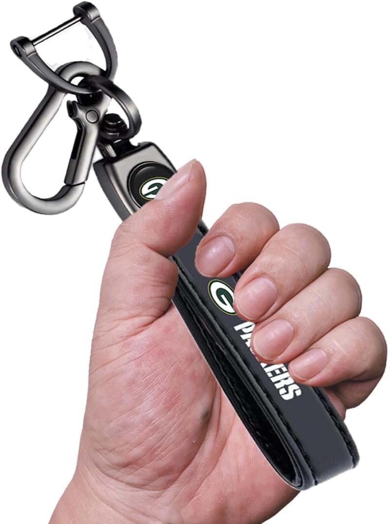 Leather Car Keychain Key Ring Holder Lanyard Accessories, Souvenir Gifts for Sports Fans