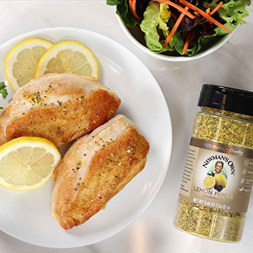 Newman's Own Lemon Pepper Seasoning; Great Zesty Flavor; Perfect Spices For Cooking Wings; No Msg, Gluten Free; Kosher; 8.68 Oz. Bottle #TOP2