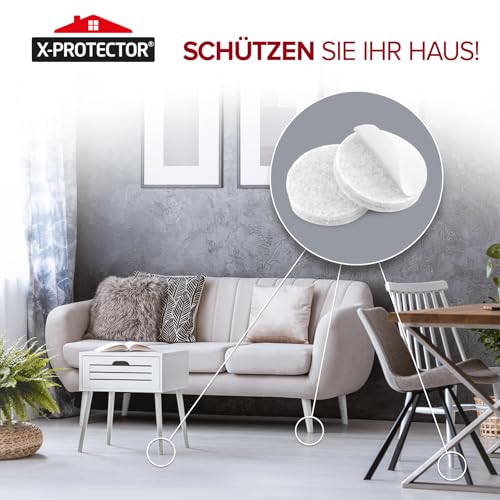 X-Protector Filzgleiter 133 Stück - Prämie Möbelgleiter Weiß - Dicker Filz Selbstklebend - Bodenschoner für Stühle - Große Menge an Filzgleiter Selbstklebend - Schützen Sie Ihre Holzfußböden