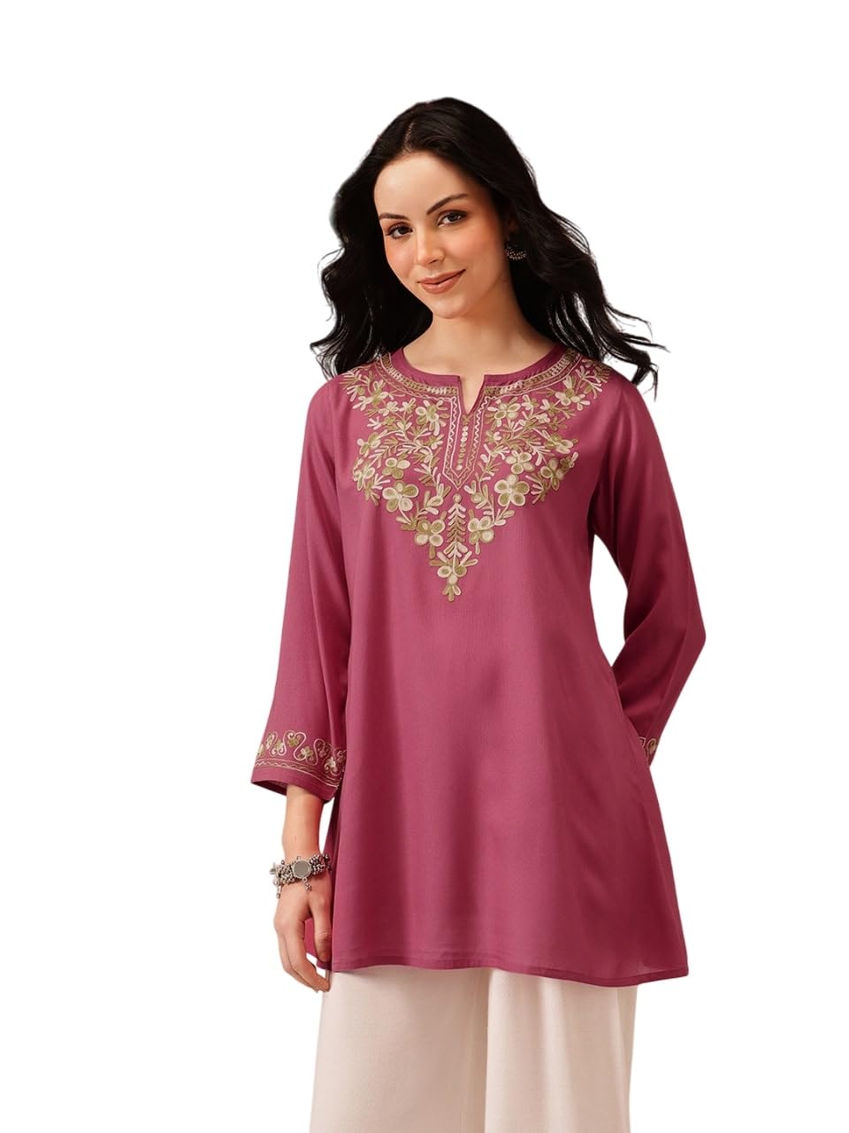 qazmi Women's Naila Kashmiri A-Line Short Kurti-picture-23