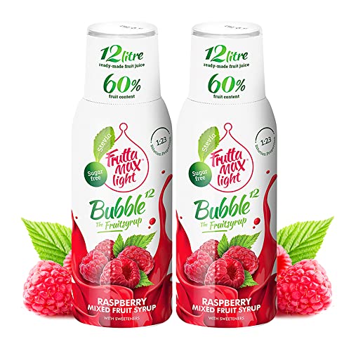 2 paquetes - Light - Bajo en carbohidratos - Jarabe de fitness de FruttaMax | Azúcar Cero | con Stevia | 50-60% Contenido de Fruta (2x500ml) (2 x Frambuesa Light)