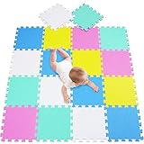 meiqicool - Alfombrilla de Espuma para bebés y niños | 18 baldosas de Espuma EVA para Piso | más Gruesas y Suaves para Arrastrar y Aprender | 100% seguras, Alfombra Puzzle Bebe