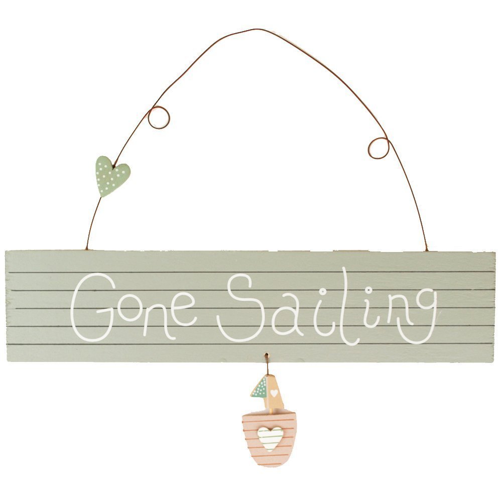 Gisela Graham Shoreline Large Nautical Gone Sailing Plague Sign Decoration 30x14cm