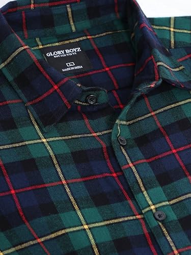 Image of GLORYBOYZ Men's Full Sleeve Checkered Casual Cotton Shirt S-2XL