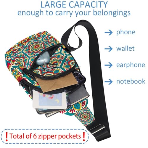 Mochila bandolera impermeable y compacta para hombre con estampado multicolor 6