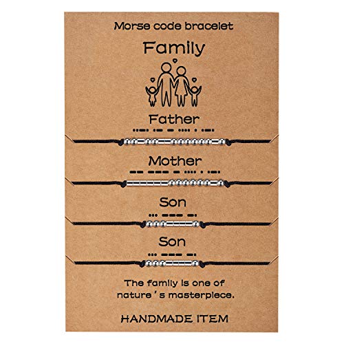 Ldurian Morse Code Bracelets For Father Mother Son Son - Adjustable String Matching Bracelets Secret Message Jewelry Gifts #TOP9