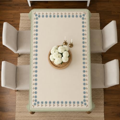 Image of STITCHNEST Cotton Slub Table Cover for 6 Seater Dining Table|54 x 78 Inches, Digitally Printed|Durable, Washable & Fade-Resistant Fabric
