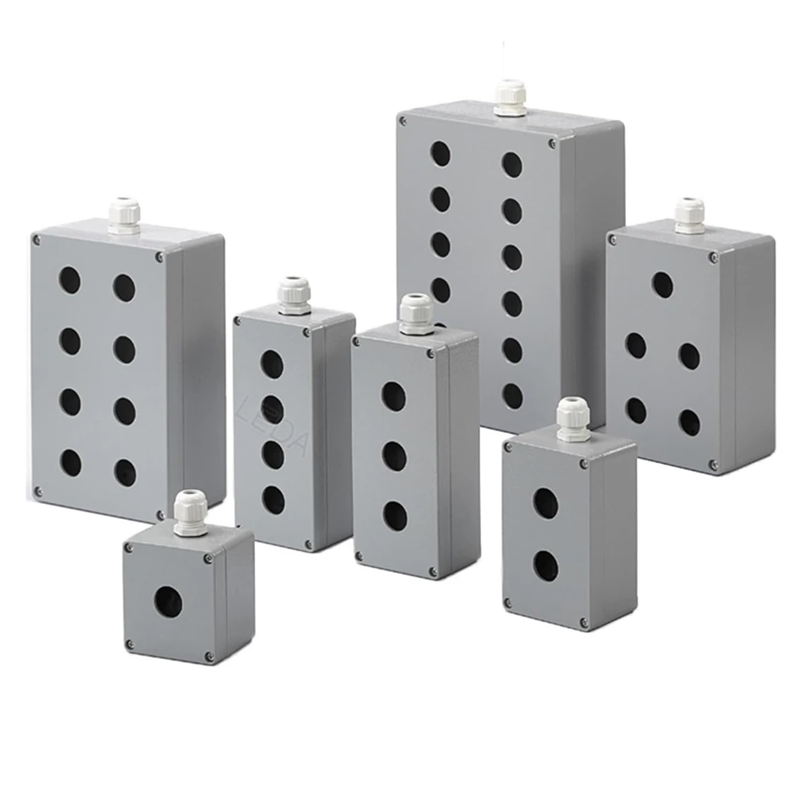 Caja de control con interruptor de botón pulsador Caja metálica impermeable for proyectos electrónicos, IP65, caja for proyectos eléctricos(6 hole heighten)