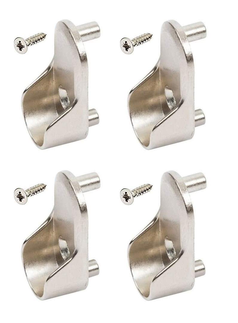 Gas N Pow3r Silver Oval Wardrobe Rail End Supports Rail Brackets 15Mm Wide Nickel Plated X4 With Screws