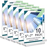 Acrylic Sign Holder 5x7, 10 Pack Clear Double Sided Table Menu Vertical Display Stand Desktop Display Stand Paper Holder Table Sign Suitable for Restaurants Office Store Show Fair