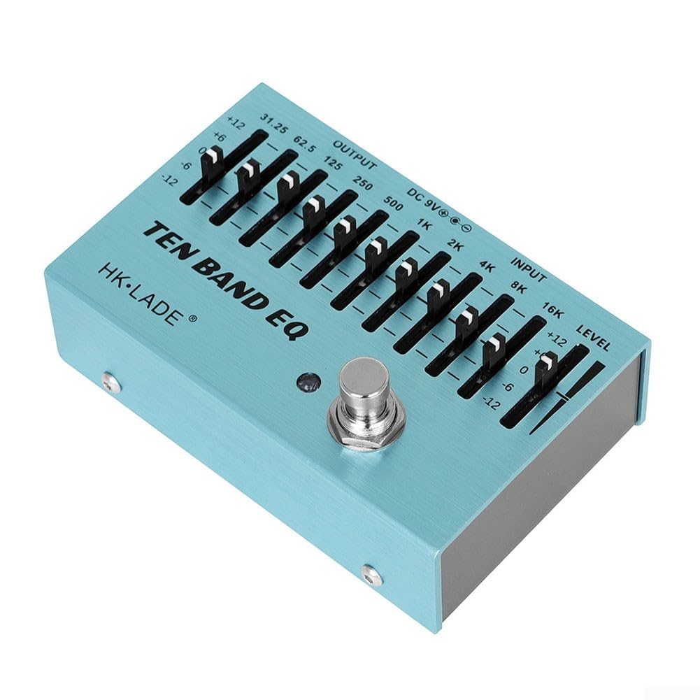10-pasmowy EQ gitarowy Bass Equalizer True Bypass aluminiowa obudowa precyzyjne formowanie dźwięku 31 Hz-16 kHz niebieski