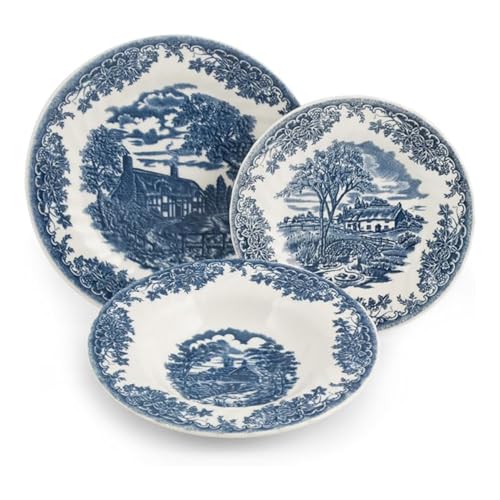 Churchill Tellerservice 18-teilig, Brookblue-Dekor, Steingut,...