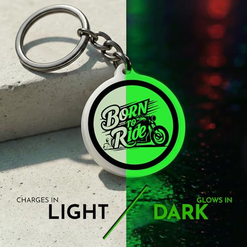 Image of Mi Glow Store Glow in Dark Keychain for Bike Men | Gift for Man | Bike Accessories | Charges in Light Glows in Dark | Key chain for Bike