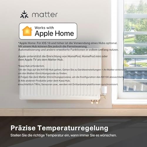 Bild 2 - TP-Link Kasa Smart Heizkörperthermostat Bundle – Starter Kit (1 Thermostat + Hub) + 3 Erweiterungen – WLAN, Heizungssteuerung (Kasa App, Zeitpläne, Geofencing, Fensteröffnungserkennung), Matter
