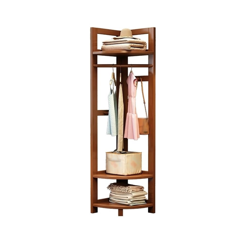 AILIUXIAOYAN Coat Rack Solid Wood Corner Floor Coat Rack Floor Bedroom Clothes Rack Multifunctional Storage Rack(Walnut)