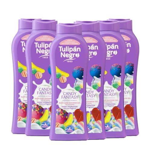 PACK 6 UDS. GEL DE BAÑO CANDY FANTASY 650 ML, TULIPÁN NEGRO.