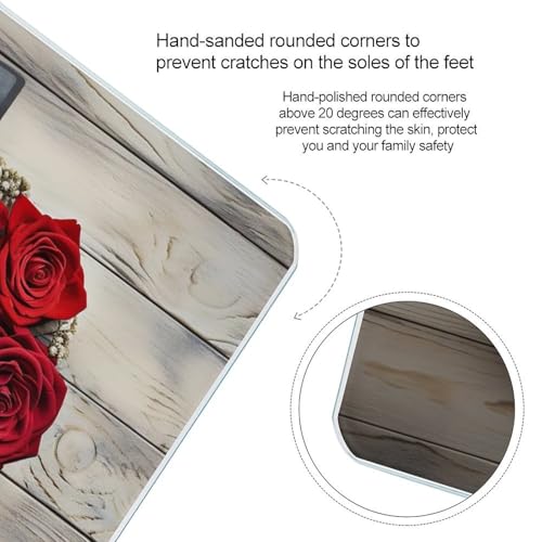 Báscula de baño digital roja con diseño de rosas y forma de corazón miniatura 4