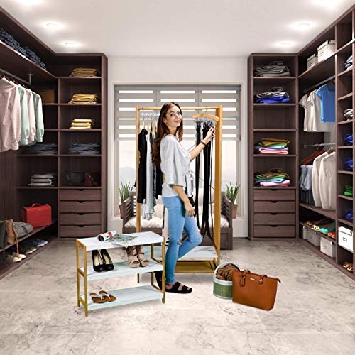 Relaxdays Set of 2 Tie & Belt Rack for the Closet Hanger for 12 Belts, Accessory Holder, Lotus Wood, HWD: 17x43x5 cm, Natural/Silver - Image 2