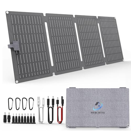 12V 40W Portable Solar Panel, 24% High-Efficiency Monocrystalline, IP67 Waterproof Foldable with USB-C/USB-A/DC Outputs for Camping, RV, Backpacking