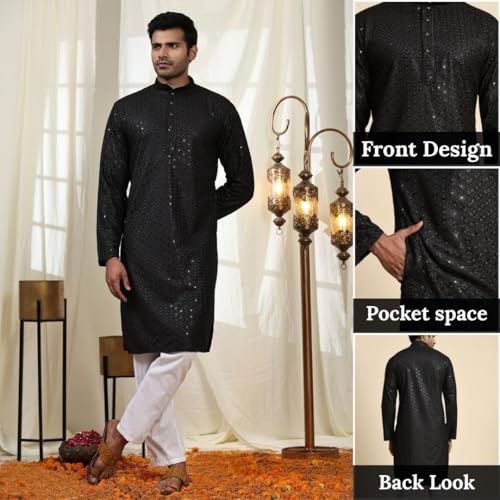 Image of Pro-Ethic Style Developer Mens Indian Traditional Cotton Kurta Sets, Men Kurta Set Indian Wedding Dress (A-117)