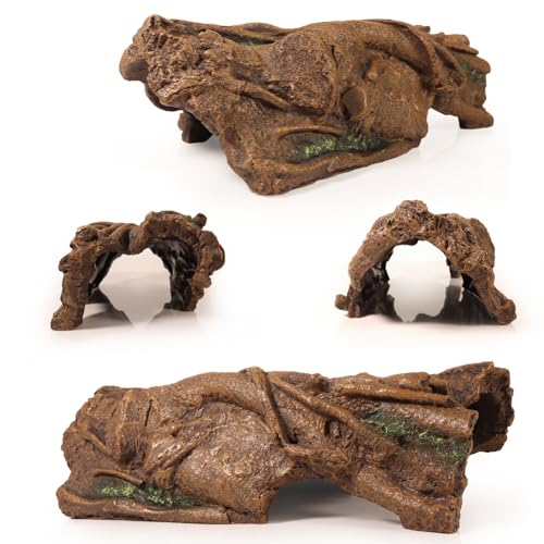 Image of Fish Tank Decorations XL 13.4 inch Large Bearded Dragon Tank Accessories Driftwood for Aquarium Natural Hollow Tree for Shrimp or Betta Fish Hideout Reptile Tank Accessories