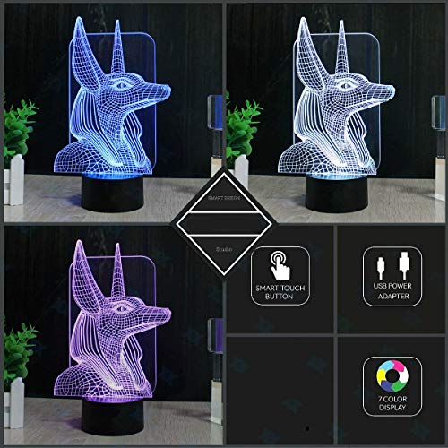 Lámpara de Mesa Ilusión 3D Faraones Egipcios Cambio Color miniatura 3