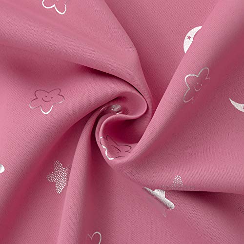 BGment Pink Curtains for Girls Bedroom, Star and Moon Blackout Curtains for Kids Babys Room 63 Inch Long, Thermal Insulated Room Darkening Window Drapes with Grommet for Nursery, 2 Panels, 42 Wide - Thumbnail 6
