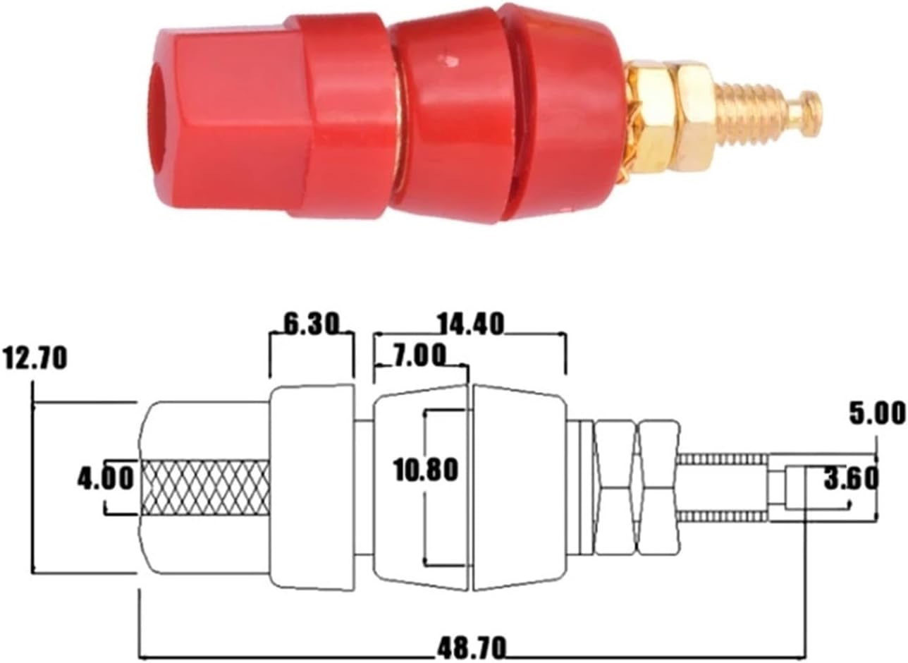 Power Distribution Block 40pcs 4mm Banana Plug Adapt Socket Red Black Test Connector Power Supply Binding Post Terminal for Auto Boat Marine Solar(40 Red)