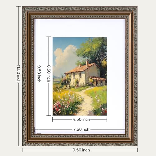 Image of eletecpro 8x10 Vintage Picture Frame, Glass Cover, Bronze, 2-Pack | Display Photo 5x7 with Mat or 8x10 without, Horizontal or Vertical, Tabletop or Wall Decor