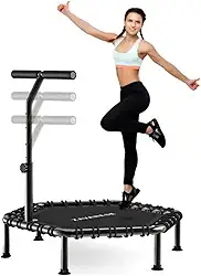 NOVEVE Trampolins Jump Dobrável Com Apoios De Braços Ajustáveis Diâmetro Do Trampolim 108 Cm Capacidade De Carga 250kg Preto