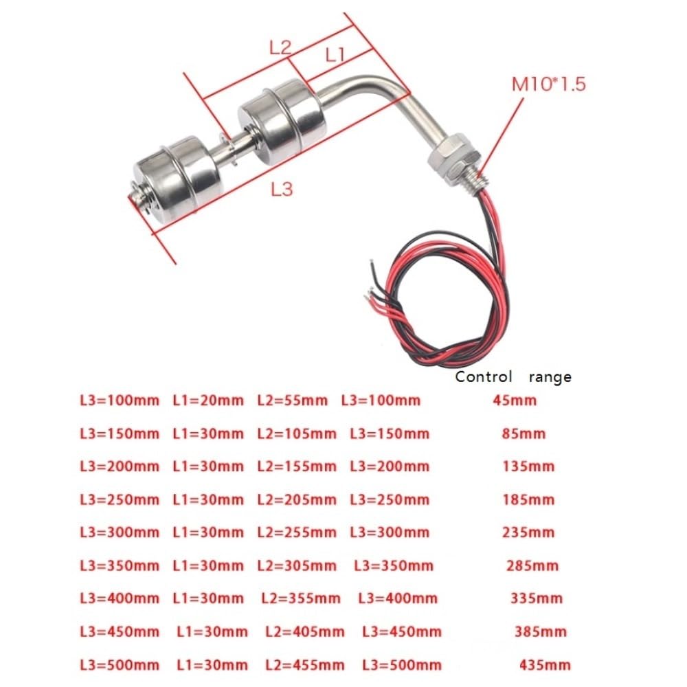 Interruttore Doppio Galleggiante Laterale Inox 304 1 pezz0 | controllo su e giù del serbatoio, materiale SUS304(450mm)