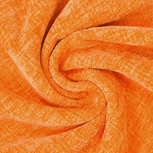 Image of CaliTime Pack of 2 Cozy Bolster Pillow Covers Cases for Couch Sofa Home Decoration Solid Dyed Soft Chenille 12 X 20 Inches Bright Orange