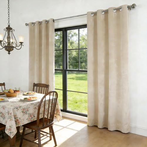 Rideau à œillets 125 x 180 cm coupe-vent et isolant phonique lavable pour salon