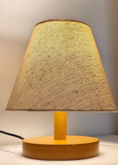 Modern Wooden Bedside Table Lamp with Fabric Shade – Minimalist Nightstand Light for Bedroom & Living Room (Beige)-image-31