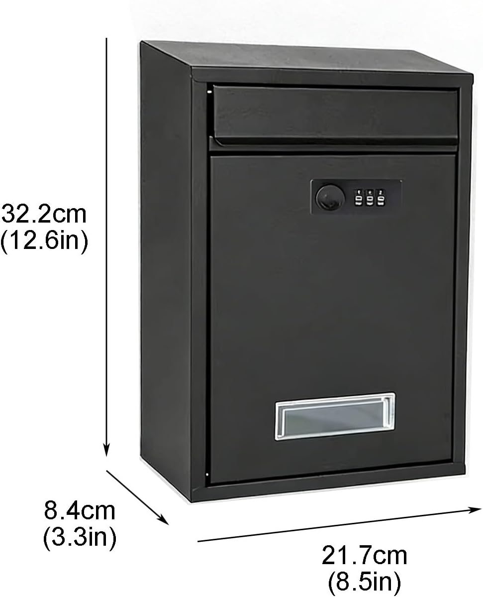 Mailboxes for Outside, Mailboxes for Outside with Lock, Weather Resistant, Rust Resistant Metal Mailbox for Residential Delivery(Black)