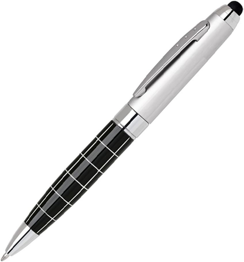 2-in-1 Elegant Design Brass Touch Screen Stylus Ballpoint Pen with Gift Box - Silver and Black for Iphone Ipad and Android Touch Screen Devices