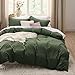 Bedsure Olive Green Duvet Cover Queen Size - 3 Pieces Prewashed Cotton-Like Extra Soft Bedding Set, Includes 1 Duvet Cover 90x90 Inches with Zipper Closure & 2 Pillow Shams, Comforter Not Included