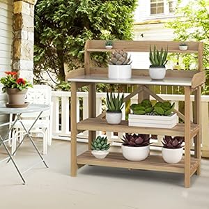 Giantexgardenpottingbenchgalvanizedsteeltop6hooks2tierstorageshelveswoodworkstationforindooroutdoorgardeningplantinggaragetoolspottedplantworktable415x195x48 Urban Country Home Decor Giantex garden potting bench galvanized steel top 6 hooks 2 tier storage shelves wood workstation for indoor outdoor gardening planting garage tools potted plant worktable 415x195x48 urban country home decor