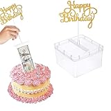 LEBERY Cake Money Box, Money Pulling Cake Kit, Money Cake Dispenser Box, Surprise Cake Money Pull Out Kit With Happy Birthday Cake Topper Cake ATM Money Box for Birthday Graduation Party Cake Decor