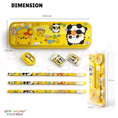 Image of Birthday Popper 4-in-1 Cartoon Themed Stationery Set for Kids - Set of 4 as Birthday Return Gifts, Study, Writing & Drawing - Type-4