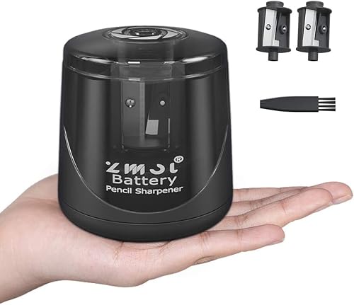 ZMOL Battery Powered Electric Pencil Sharpener,Small Battery Operated Pencil Sharpeners Portable,Fast Sharpen, Suitable for No.2/Colored Pencils(6-8mm), School/Classroom/Office/Home