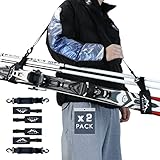 DARCHEN Ski Strap and Pole Carrier 2 Pack - Skiing Accessory for Easy Transportation of Your Ski Gea